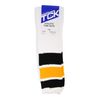 TCK Retro 3 Stripe Tube Socks (Black/Gold, Small)