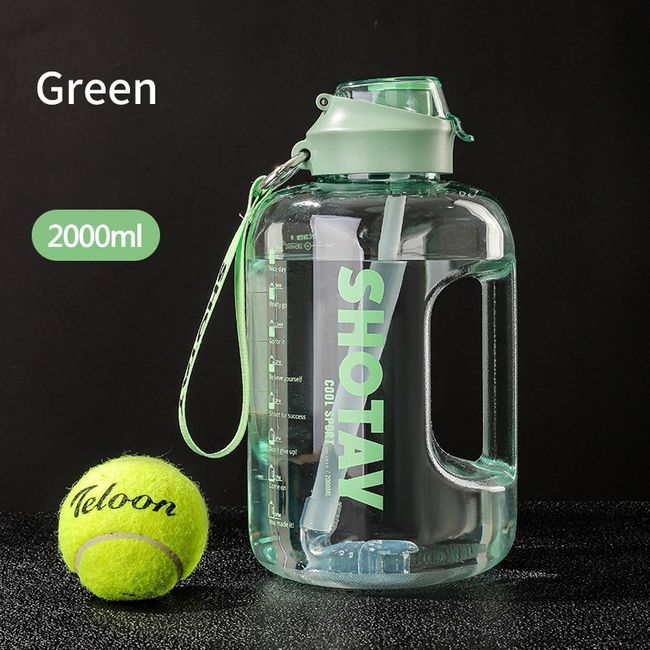 2000ml Fitness Water Bottle Large Capacity Gym Sports Bottle for Travel  (Green) 