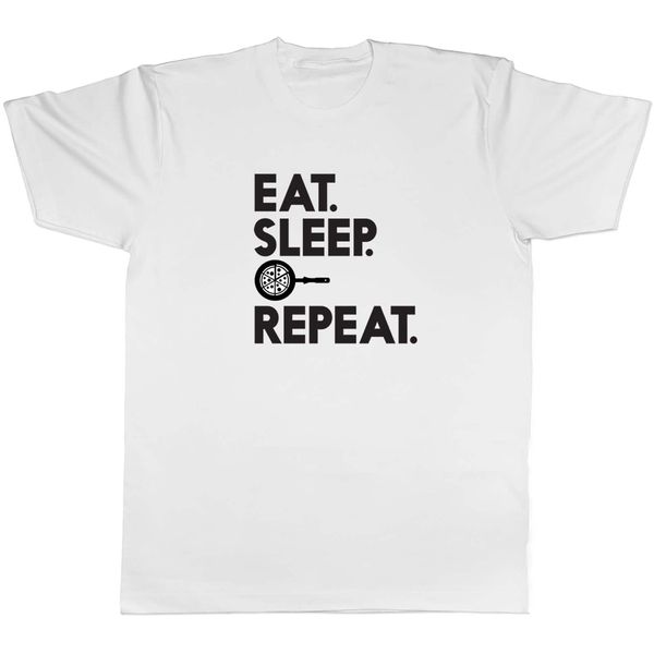 Shopagift Eat Sleep Cooking Repeat T-Shirt White