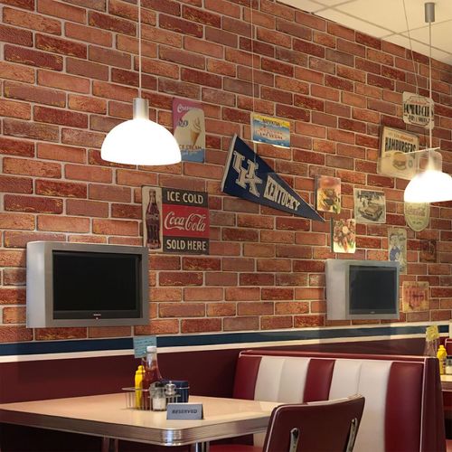 GaliGali Red and Gold Brick Wallpaper, Peel and Stick Wallpaper, Self-Adhesive Classic Antique Texture Rock Wall Paper, Removable Contact Paper for Home Decoration 17.3"x118", No.A07020A-3