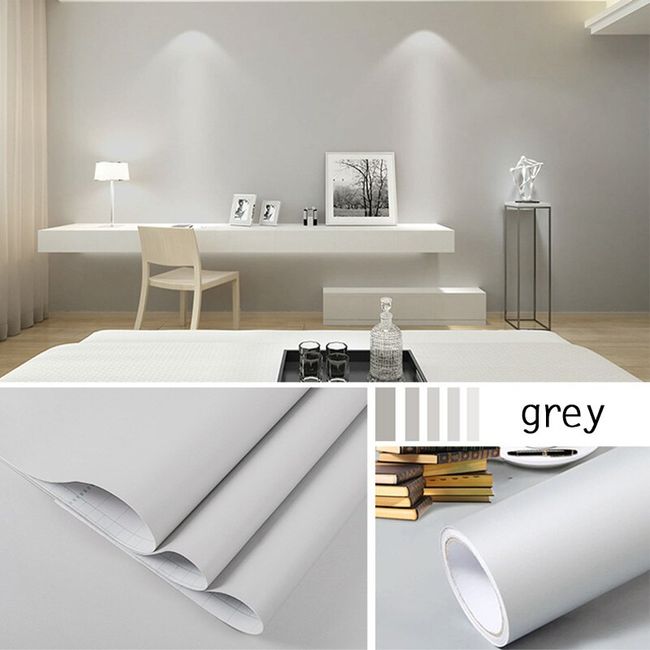 Matte Black/ Grey Wallpaper Vinyl Self-Adhesive Shelf Liner Drawer Peel and  Stick Countertop Removable Contact Paper Wall Decor