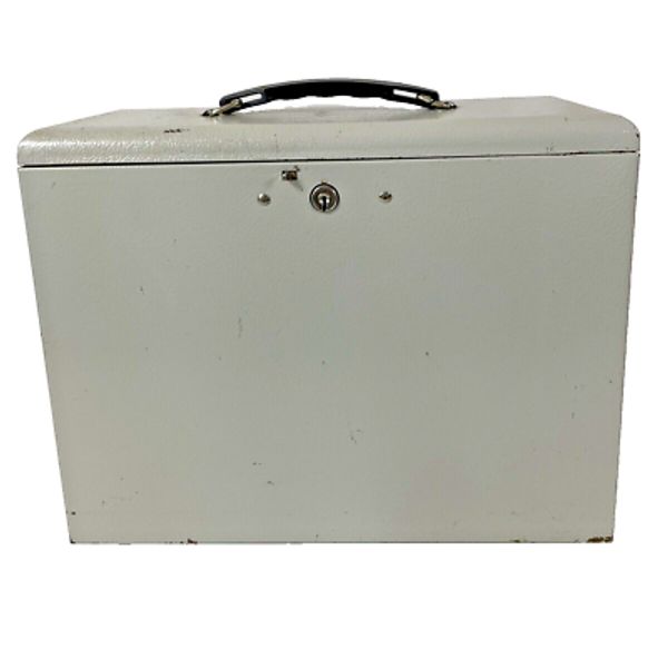 Steel Box 6 Inches High By 13.5 Inches Wide Portable File Storage Box No Keys