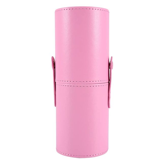 Make Up Pinsel Halter, Rosa Etui Zylinder Pinselhalter für Makeup Pinseln, PU Leder Kosmetik Organizer Travel Make Up Cup Tasche Schnallen Design, Hält von 10 bis 18 Kosmetikpinseln