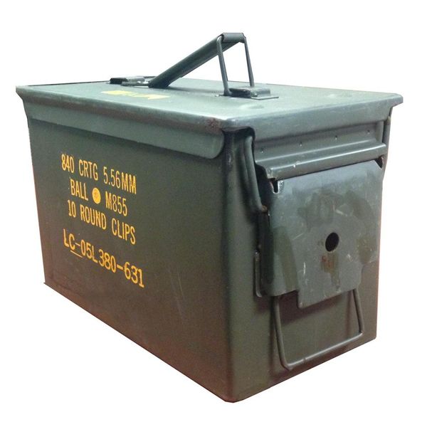 Military .50 Cal Ammo Steel Storage Cans (empty boxes) Light Use 2-1B