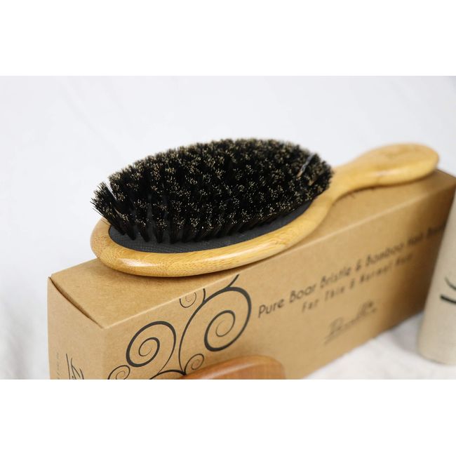 Dovahlia Boar Bristle Hair Brush Set for Women and Men - Designed for Thin  and Normal Hair - Adds Shine and Improves Hair Texture - Wood