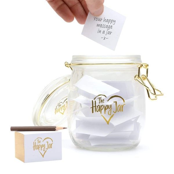 CKB LTD The Happy Jar Glass Jar A Year of Happiness and Daily Positivity Novelty Joyful Memories Keepsake Thoughtful Gift - Happy Memory Jar Unique Present