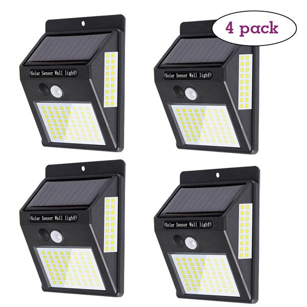 4 pack Waterproof Outdoor Wall 100 LED Solar Night Light | Motion Sensor 3 setti