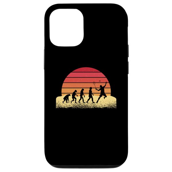 iPhone 15 Evolution Badminton Player Retro Sunset Case