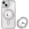 ZENIX DESIGN TECH iPhone 16 Case with Ring Clear Back Compatible with Magsafe Thin Stand TPU ZX-twinkledge2 (Silver)