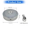 CDIYTOOL Round Rotatable LED Light Base, 8 Light Modes Display Stand, Multicolored Round Display Base for Crystal Statues Glass Ball (Silver)