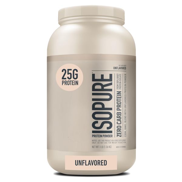 Isopure Zero Carb Whey Isolate Protein Unflavored 25g Protein 3 lbs