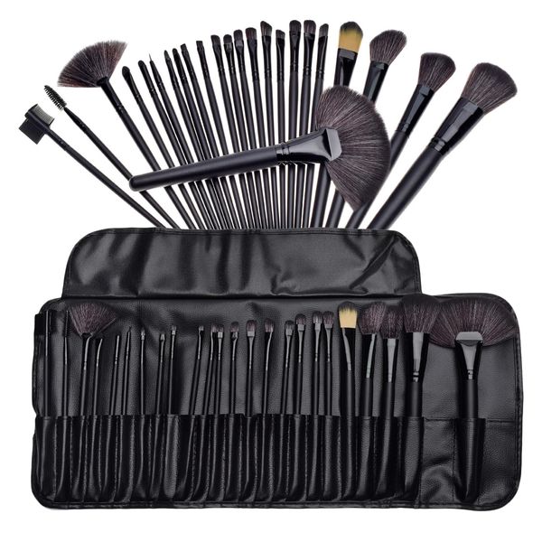 Makeup Brush Set 24 Pcs, Synthetic Fiber Soft Make Up Brushes With With PU Leather Bag, Blending Eyeshadow, Blush, Powder, Eyeliner, Foundation, Concealers Make-Up Brushes Gift Tools For Women Girls