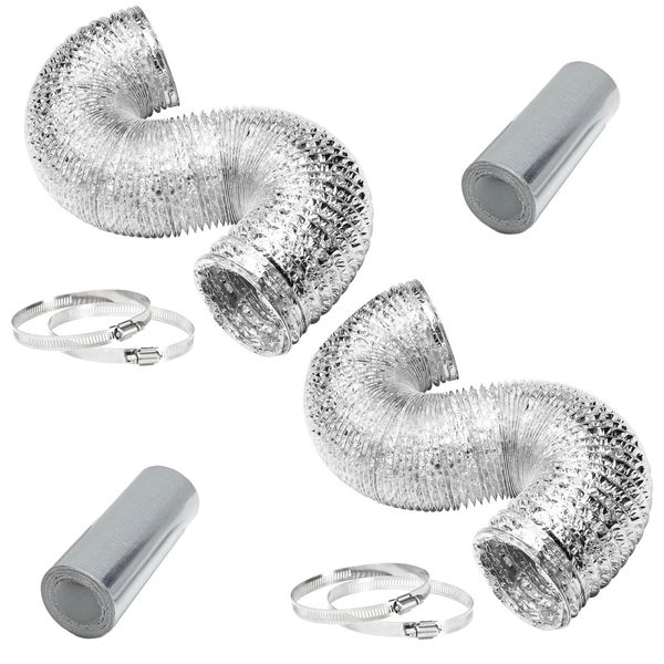 iPower 2-Pack 4in 8ft Non-Insulated Flex Air Ducting Aluminum Dryer Vent Hose