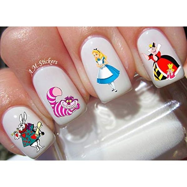 Alice in Wonderland Water Nail Art Transfers Stickers Decals - Set of 43 - A1259