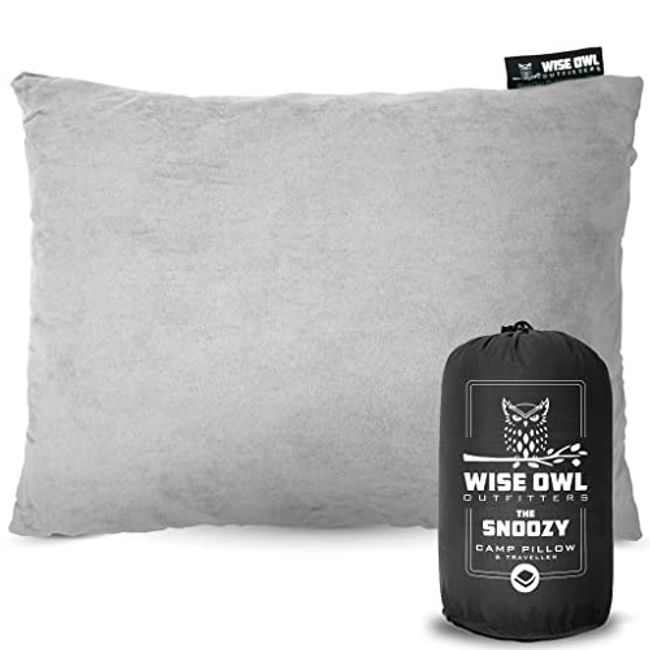 Wise Owl Outfitters Memory Foam Pillow - Camping and Travel Accessories - Compressible Camping Pillow - Grey, Small (Pack of 1)