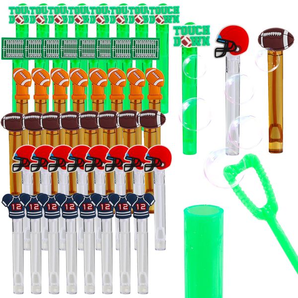 48 Pieces Football Bubble Wands Sports Party Favors Mini Bubble Wands 6 Styles Football Theme Party Decorations for Party Faovrs Goodie Bag Filler(Football)