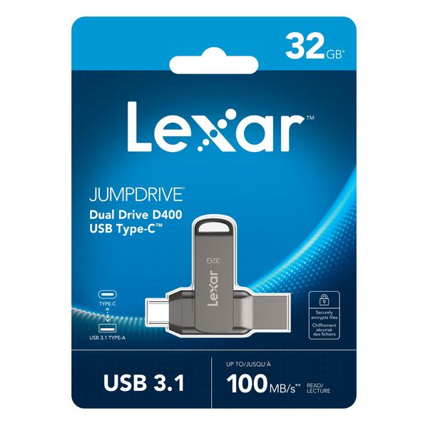 Clé USB 3.1 Lexar JumpDrive D400-32Go (Gris)