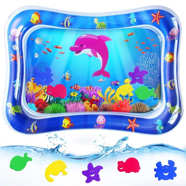 RMJOY Baby Tummy-Time Water Mat - Infant Water Play Mat Water Playmat Pad for 3 6 9 Months Newborn Toddler Boys Girls Kids Perfect Indoor Activity Centers Fun Game Gift