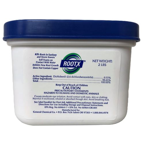ROOTX - 2LB. JAR WITH FUNNEL/APPLICATOR Foaming root control for sewer lines and septic systems