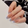 Medium Length Fake Nails French Light Blue Nude Pink 24 Pieces Nail Tips for Weddings, Parties, Holidays, Dates, Proms and Everyday Life