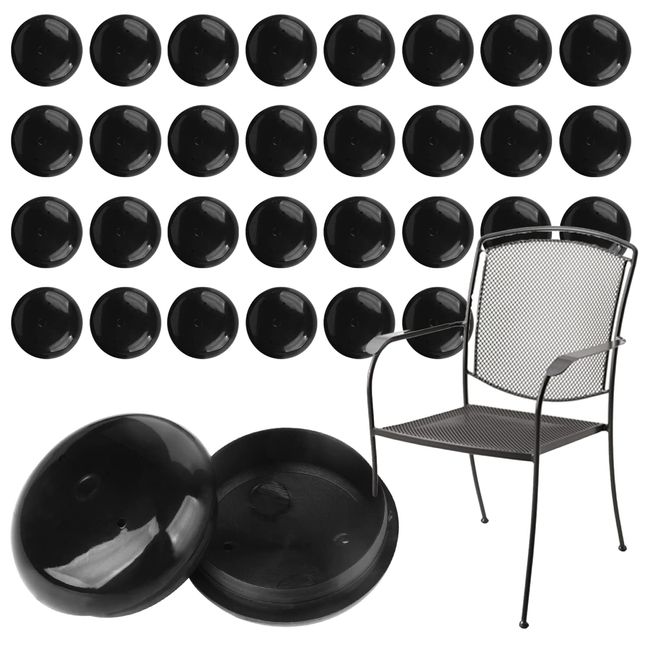 Impresa Replacement Wrought Iron Chair Leg Caps - 32 Pack - Chair Feet Glides for Outdoor Patio Furniture - UV Resistant Plastic - Fits Set of 8 Chairs with 4 Legs (1.5 in)