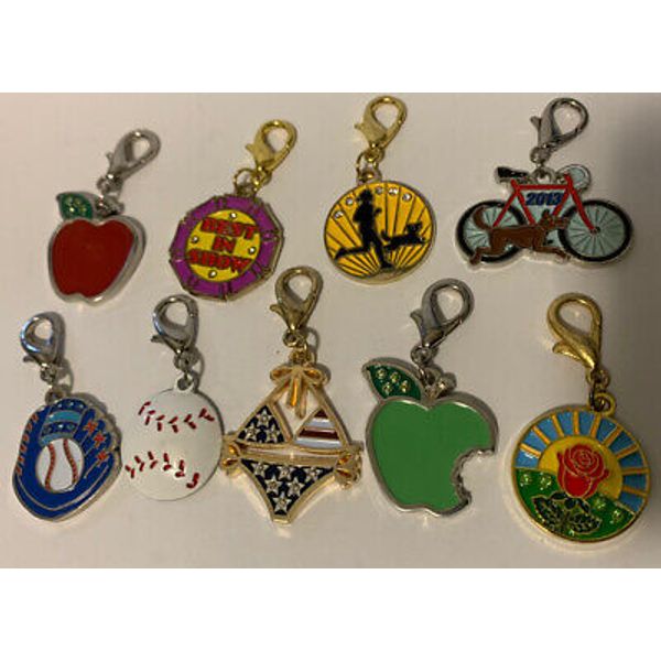 Lot Of 9 PETCO Pet Store Dog Cat Collar Charms Keychain Bike Baseball Apple