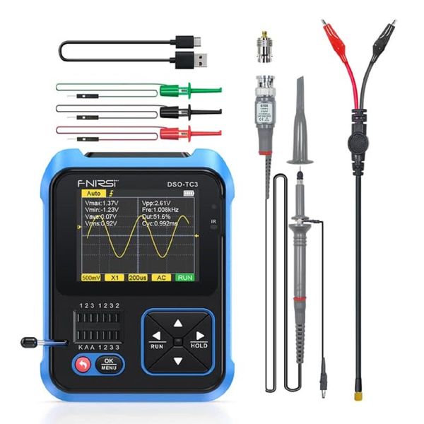 Support XEAST DSO-TC3 500kHz bandwidth portable handheld oscilloscope, 3 in 1 transistor tester, support 10MS/s sampling rate, diode transistor LCR detection and signal generator