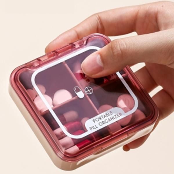 Portable Travel 4-compartment Pill Box Medicine Storage Box Nutrition Container Pill Case Medicine Box