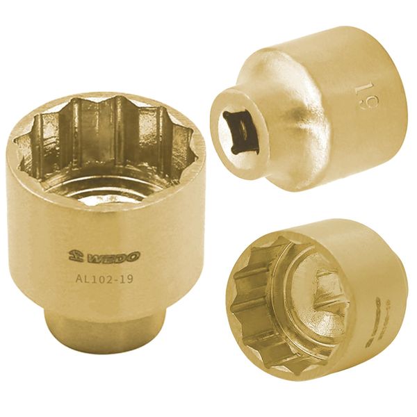 WEDO Funkenfreie Stecknuss 1/4 metrisch, DIN und BAM-Standard, Aluminium-Bronze, 17 mm.