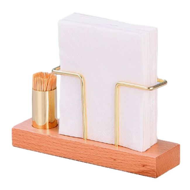 S.fields.inc Napkin Stand, Paper Napkin Holder, Paper Napkin Holder, Wood Retro with Toothpick Holder (Light Brown)