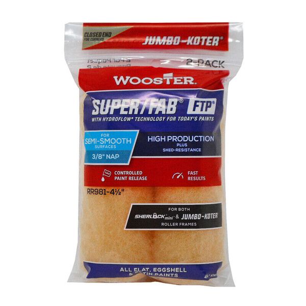 Wooster Super/Fab 4.5 in.   W X 3/8 in.   S Paint Roller Cover 2 pk