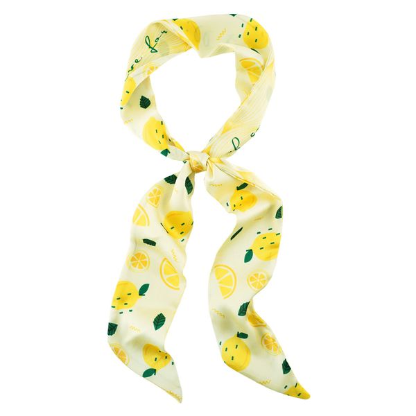 GERINLY Lemon Print Neck Choker Scarf Korea Style Ponytail Scarf for Beach Fresh Handbag Bow Accessory