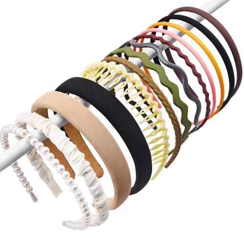FEQO Set of 13 Women's Headbands, Plastic Headbands, Headbands, Hair Band for Girls and Women
