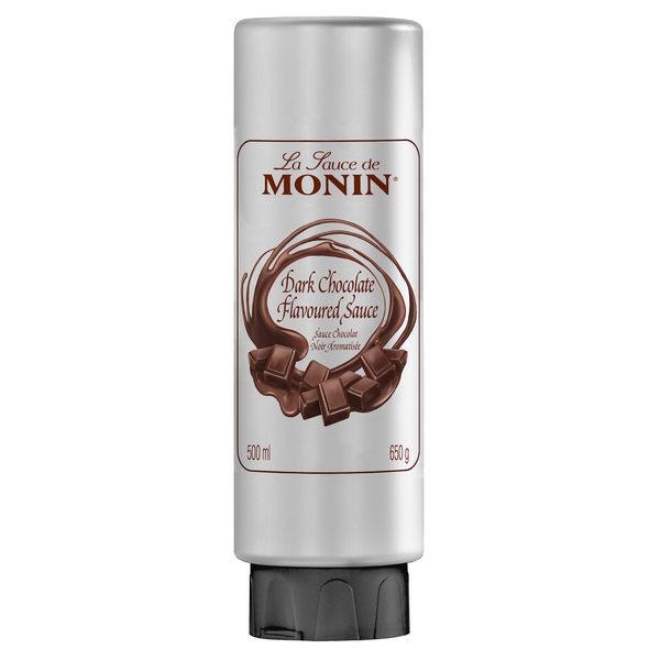 MONIN Dark Chocolate Sauce, 16.9 fl oz (500 ml), Loved by Professional Baristas and Bartenders for Coffee/Cocktail Topping, Latte Art