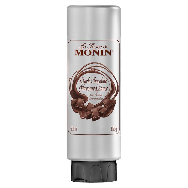 MONIN Dark Chocolate Sauce, 16.9 fl oz (500 ml), Loved by Professional Baristas and Bartenders for Coffee/Cocktail Topping, Latte Art