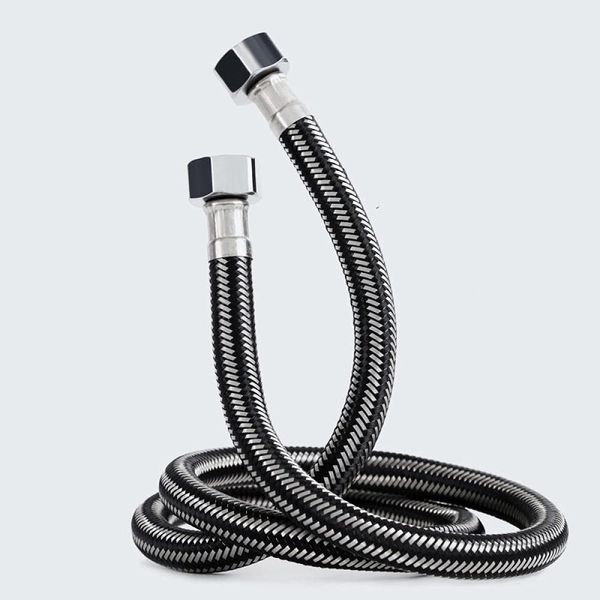 Stainless Steel Braided Hose Flexible Water Plumbing Pipe Bathroom Kitchen Sink Hot Cold Water Inlet Hoses for Toilet/Taps G1/2 X G1/2 2M Long