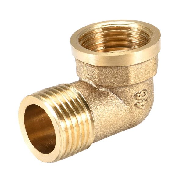 uxcell Brass Hose Fitting 90 Degree Elbow Male X Female Pipe Fitting G1/2 Male x G1/2 Female - 1 Piece