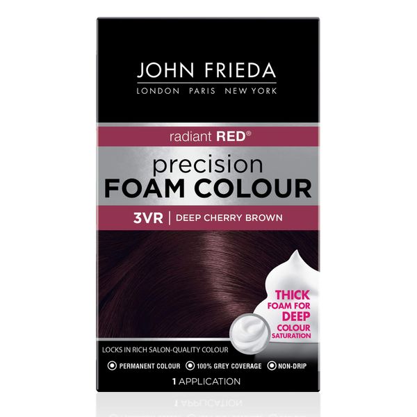 John Frieda Precision Foam Colour, Deep Cherry Brown 3VR, Full-coverage Hair Color Kit, with Thick Foam for Deep Color Saturation