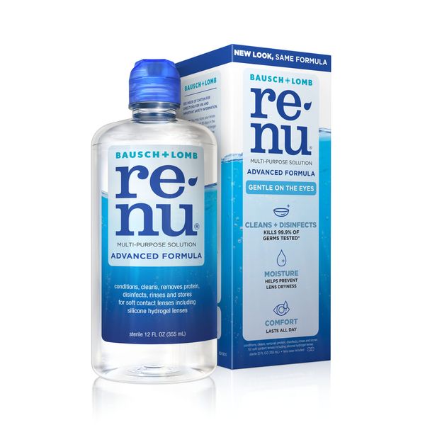 Renu Advanced Formula All Day Moisture Multi-Purpose Eye Contact Lens Solution 12 Fluid Ounces (Pack of 2)