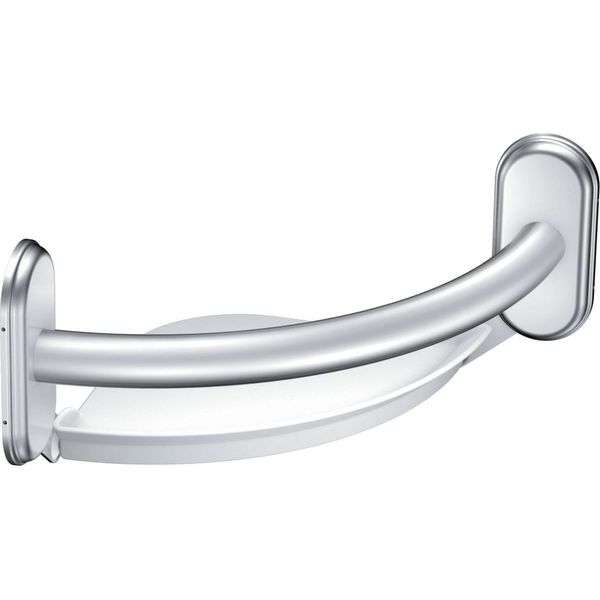 Moen LR2354DCH Bathroom Safety 9-Inch Curved Bathroom Grab Bar with Integrated Corner Shelf, Chrome