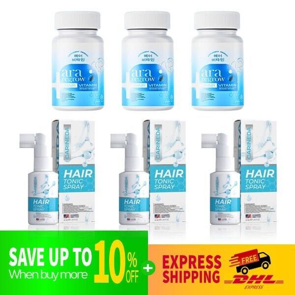 DHL EXPRESS 3 SET CARINEDA Regrow Hair Tonic Spray + ARA Vitamin Anti Hair Loss