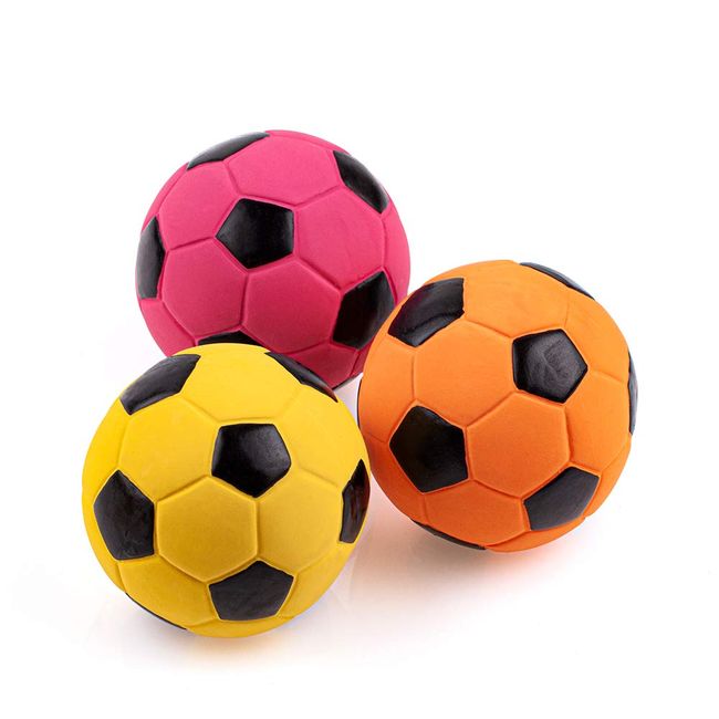 Chiwava 3pcs 7cm Dog Sound Latex Rubber Toy Ball Toy for Medium Dog Interactive Sound Chew Toy