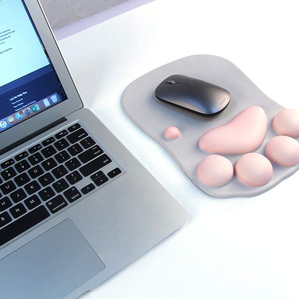 Cute Cat Claw Paw Mouse Pad with Gel Wrist Rest Support - Soft Silicon Ergonomic Computer Mouse Pads - Women/Kids Mouse Mat Desk Accessories