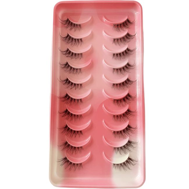 Halbe Falsche Wimpern 10 Paare Russian Strip, D/DD Curl Flauschige Nerzwimpern Natural Eye Lashes Pack Wiederverwendbar