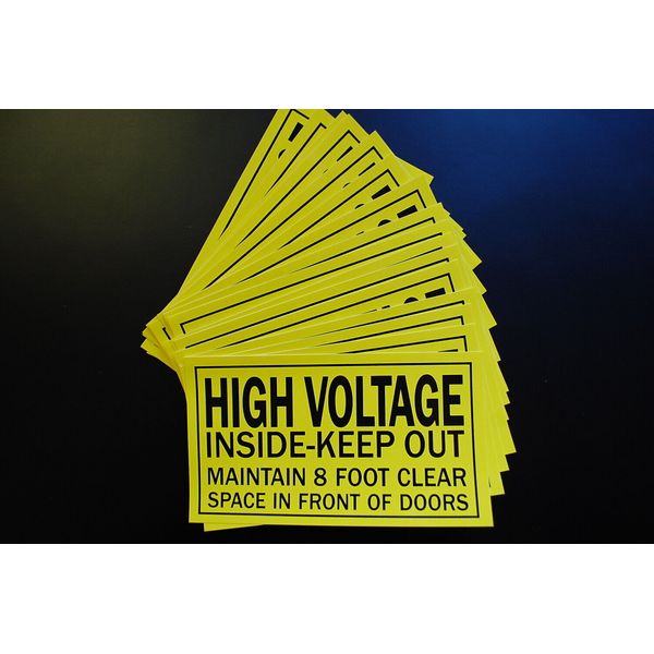 High Voltage - Keep Out Vinyl Decals (20 Pack!!) 7" X 4" Stickers (PS70X20)