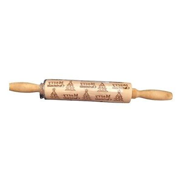 CHRISTMAS ROLLING PIN Wooden Engraved Embossing trees BAKING TOOLS X24-248