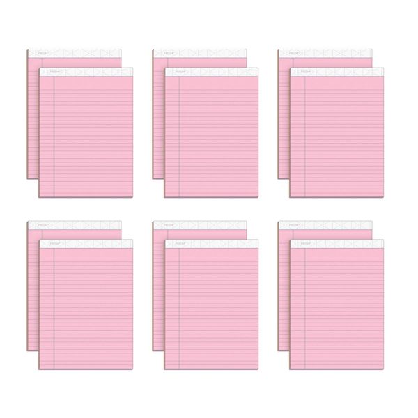 TOPS Prism Writing Pads, 8-1/2" x 11-3/4", Legal Rule, Pink, Perforated, 50 Sheets, 12 Pack (63150)