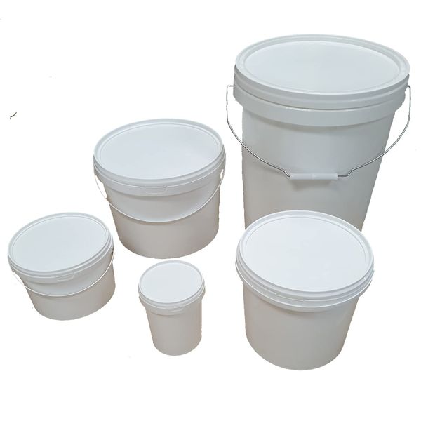 HoitoDeals Plastic White Buckets Tubs Containers with Lids Handle For Storage Item (3 Litre)