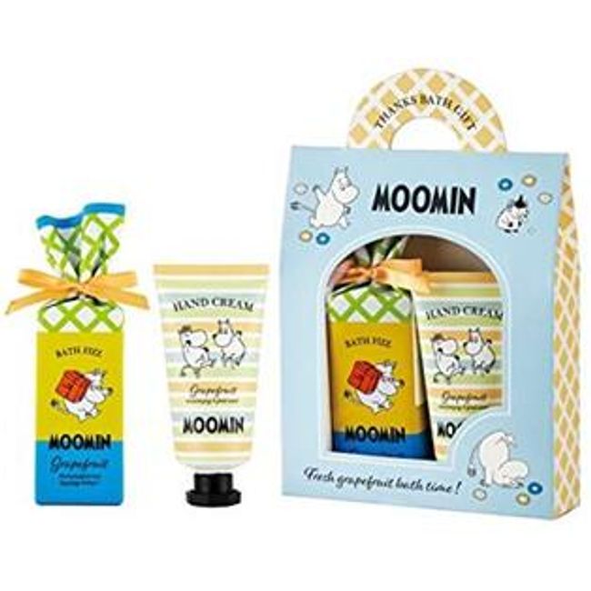 Moomin Goods Bath Fizz Bar Grapefruit Bath Fizz Bar (70g), Hand Cream (30ml)