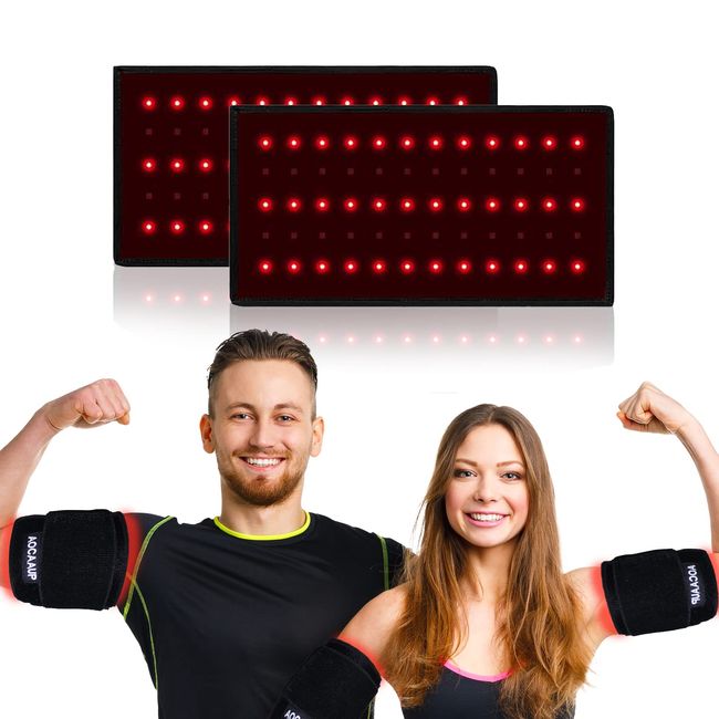 AOCAAUP Red Light Infrared Therapy Arm Pad 660nm and 850nm Near Infrared Heating Armbands with Timer and Brightness Setting for Joint Muscle Pain Relief Assisted Fitness and Yoga 2pcs Pack